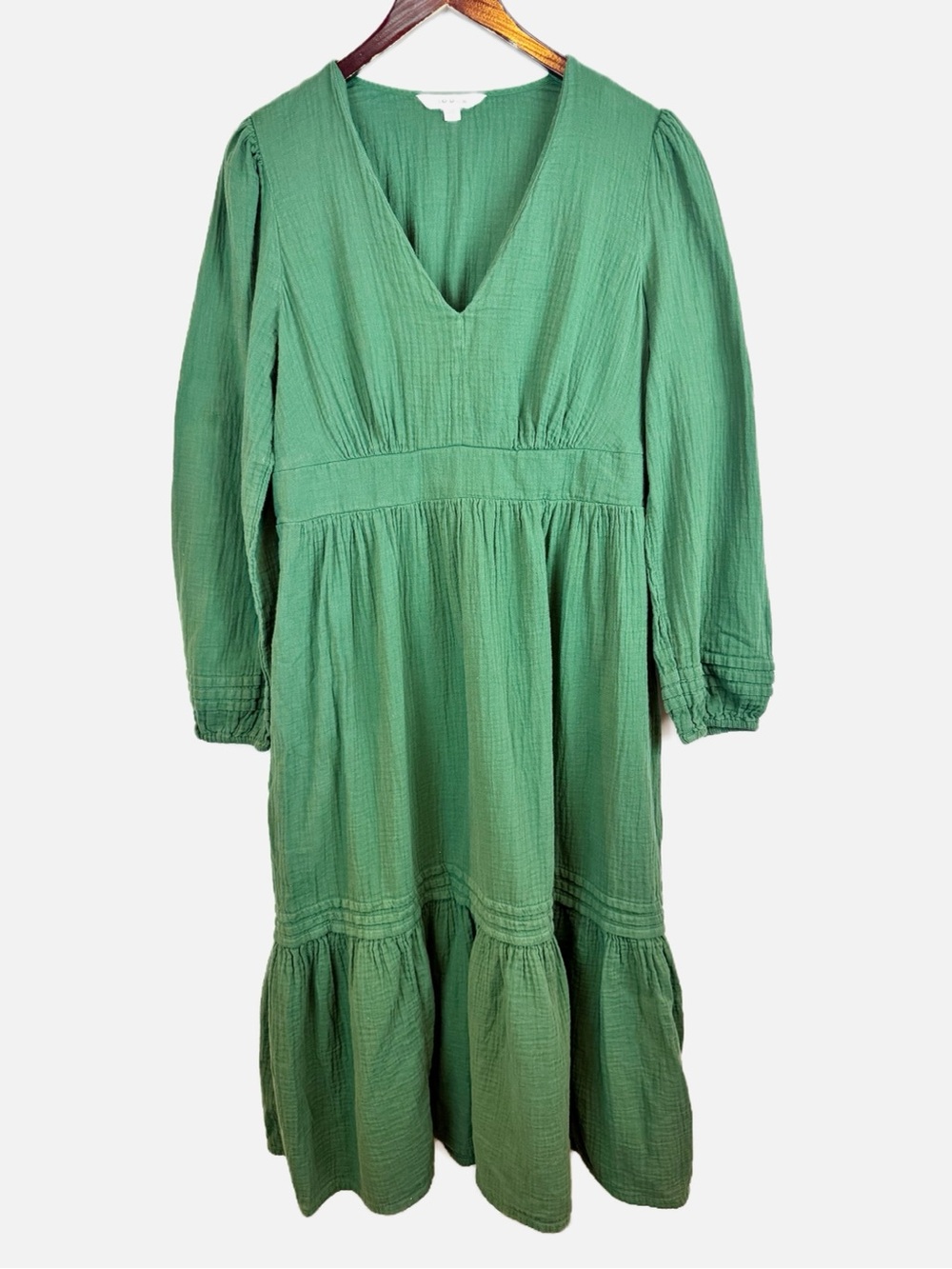Boden | Green Cotton Gauze Tiered Dress, 12 - Picture 3 of 10